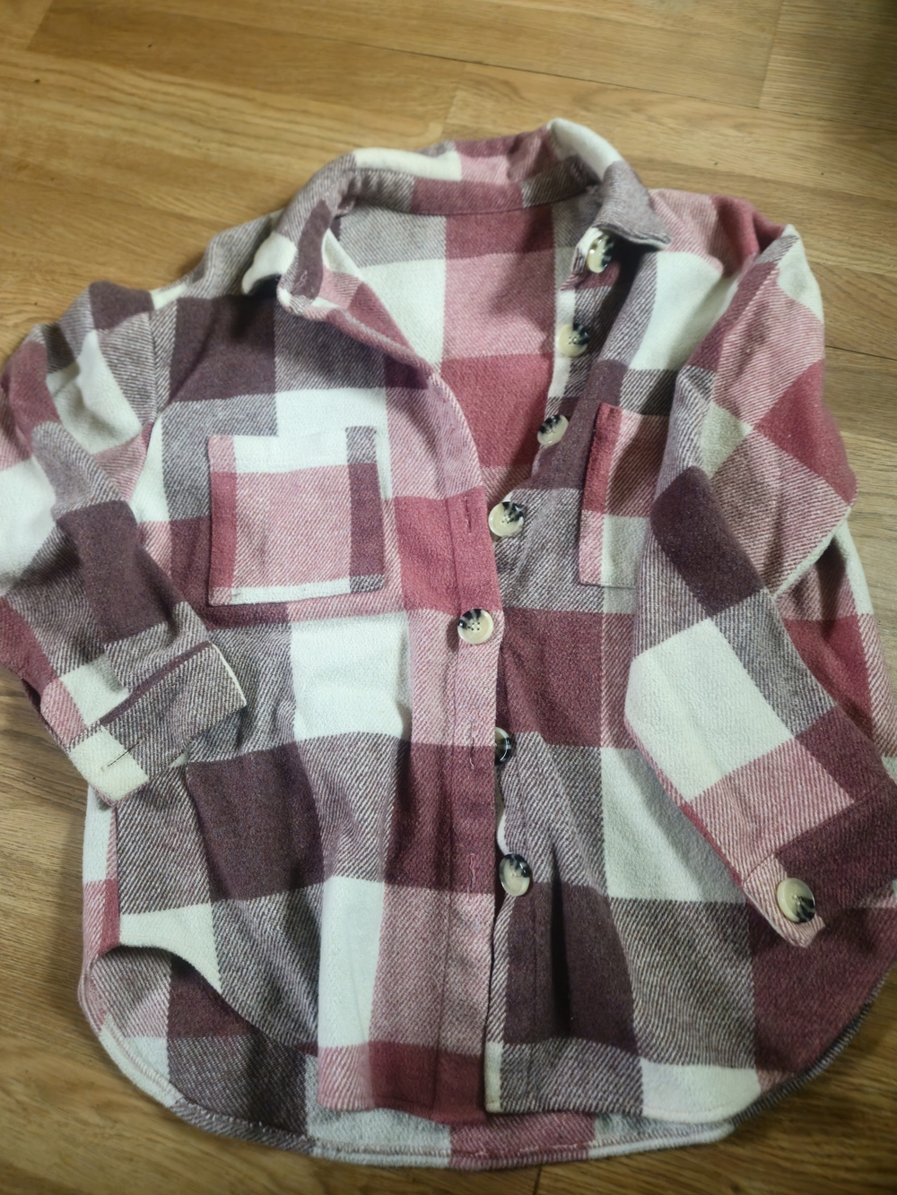 Cozy Pink and Burgundy Plaid Button-Up Shacket